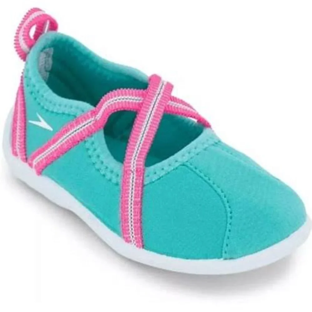 Speedo Toddler Girls' Mary Jane -Water Shoes- Turquoise/Aqua and Pink Size S NWT